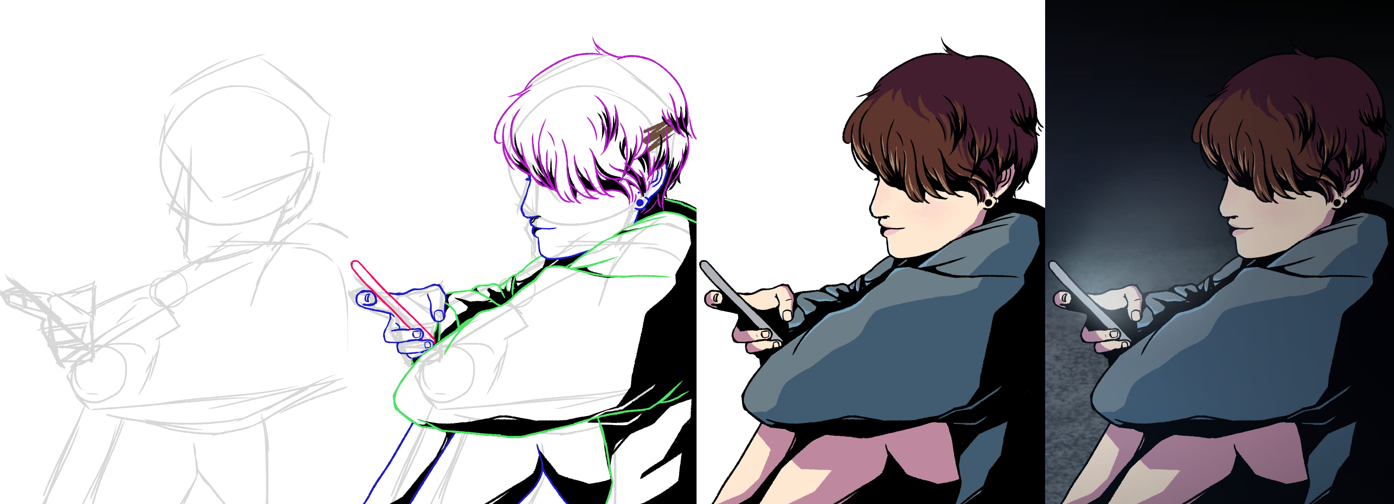 art process from sketch to illustration