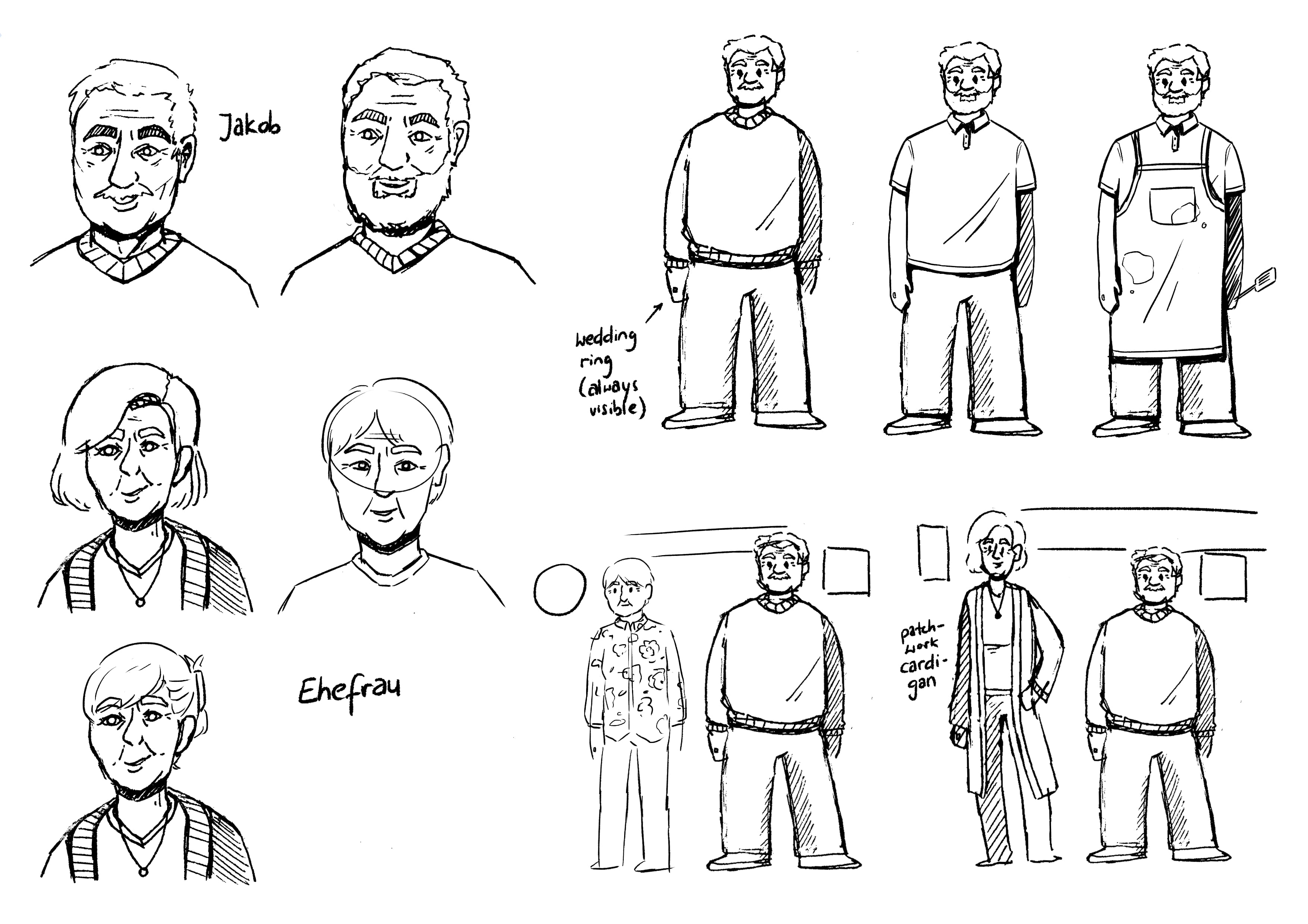 further initial concept sketches for jakob character