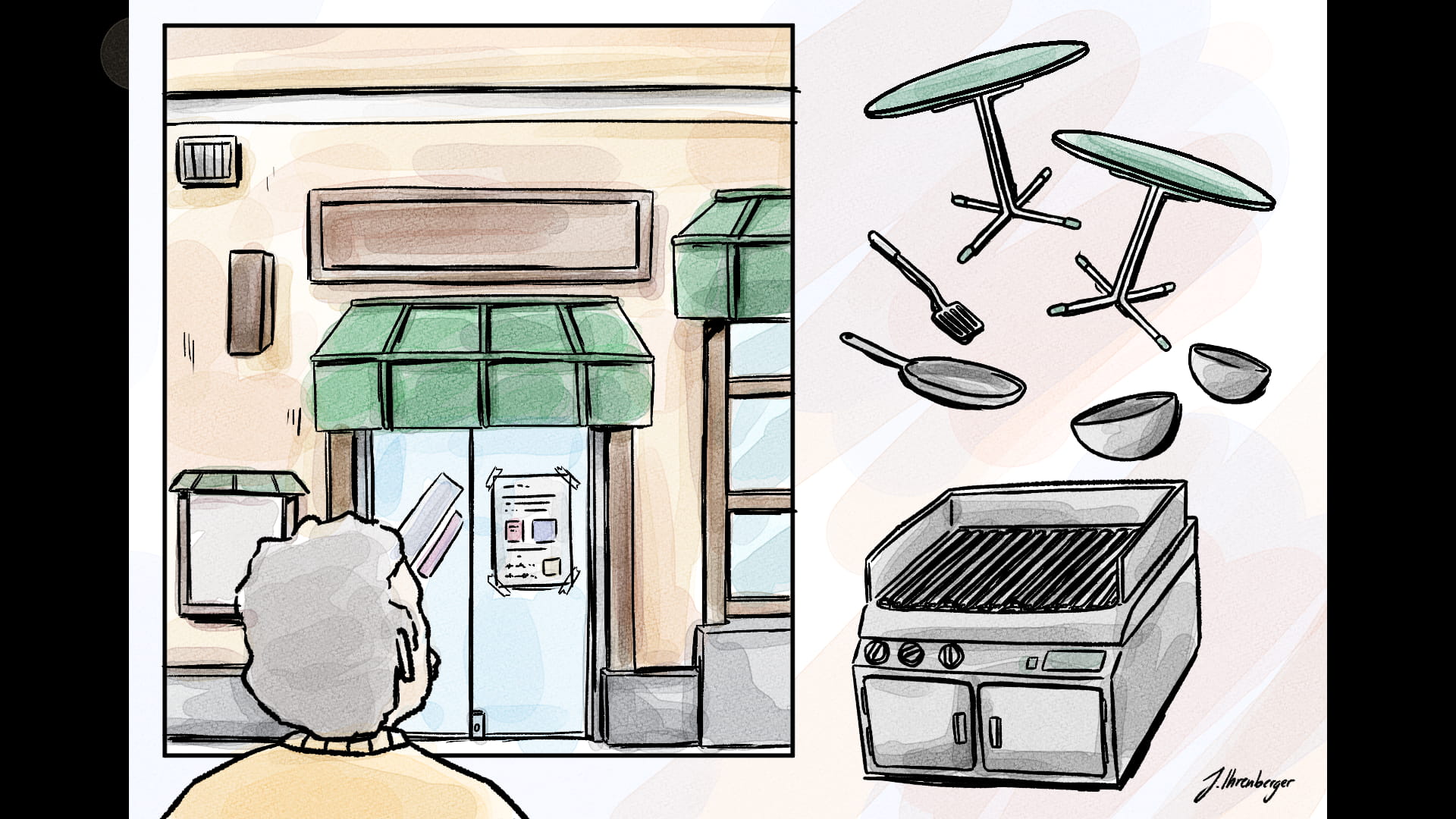second page, jakob looking at storefront