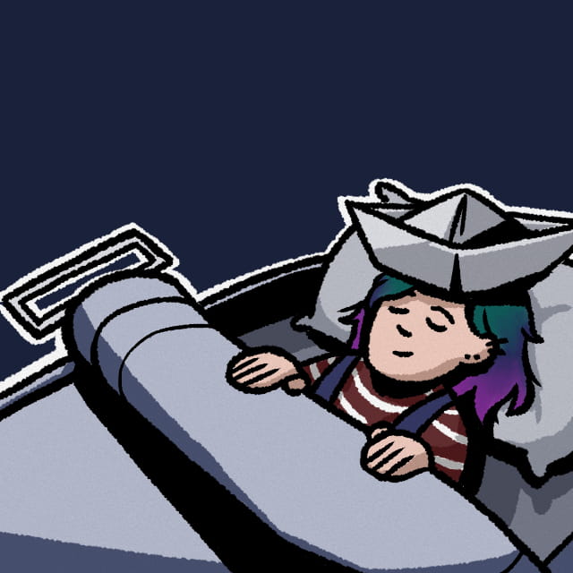 profile icon of small person in bed that looks like a can