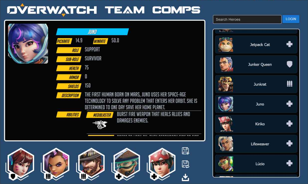 screenshot of web application